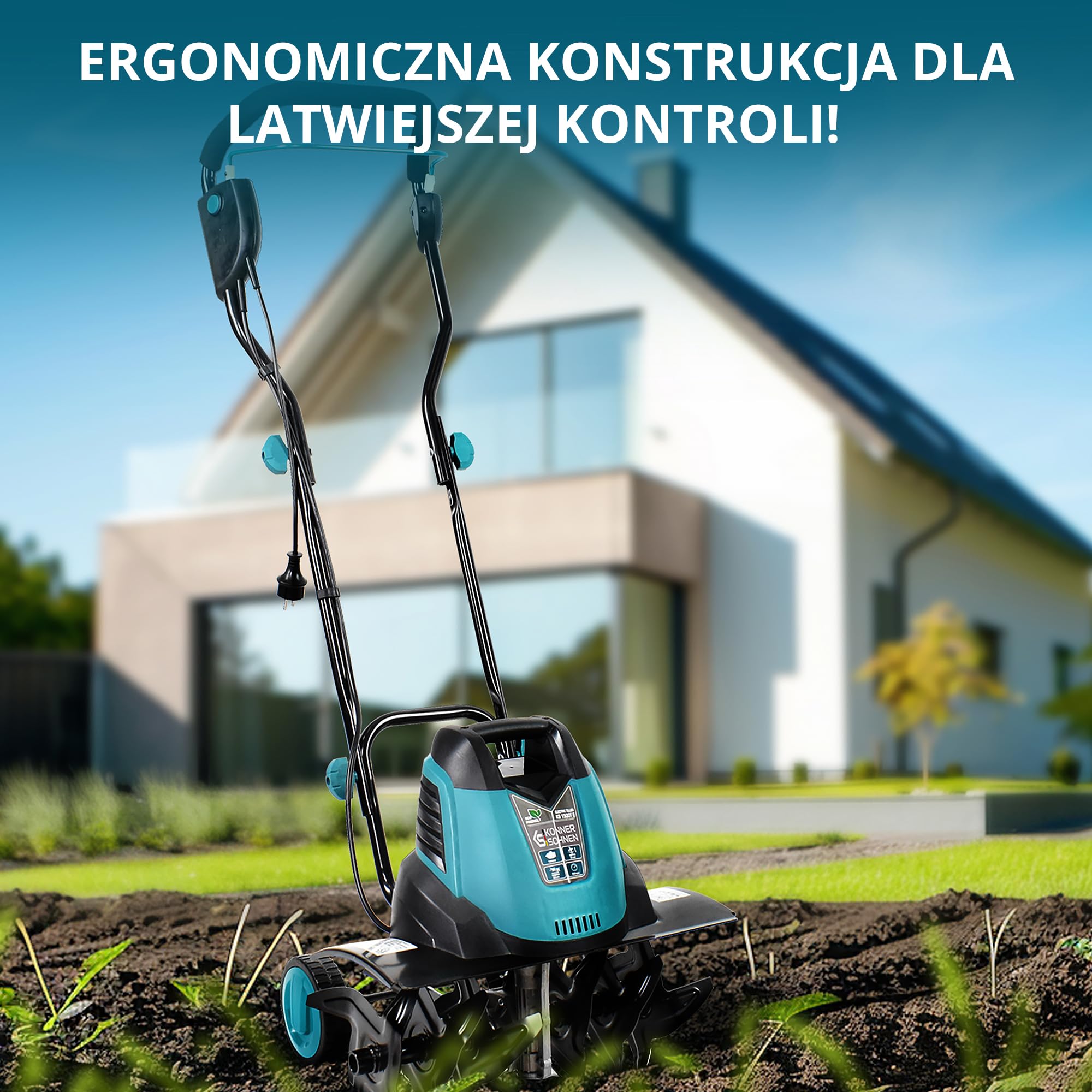 Könner & Söhnen Glebogryzarka Elektryczna KS 1500T E, Kultywator Ogrodowy moc silnika 1000 W, szerokość robocza do 45 cm, głębokość do 22 cm