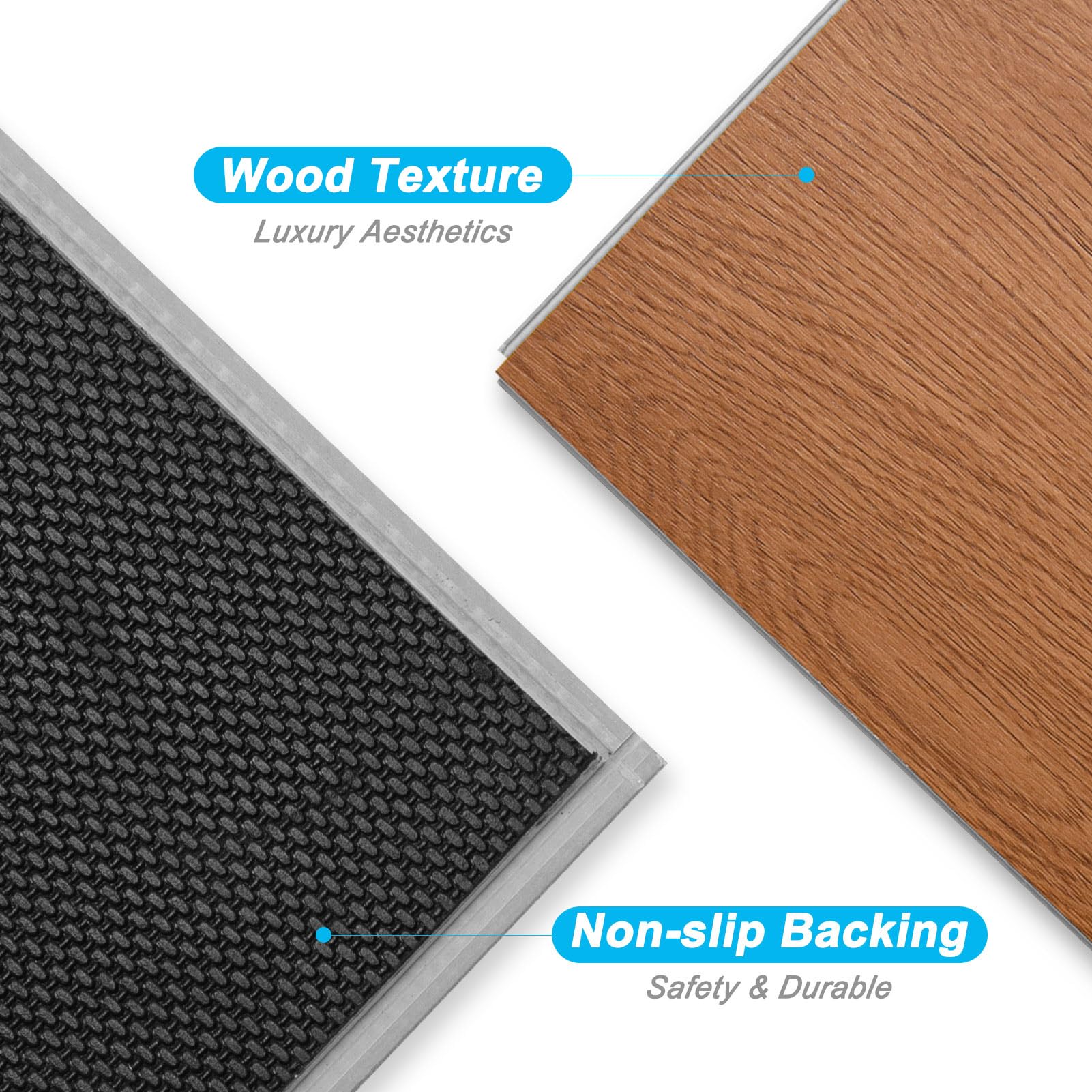 Art3d Azulejos de piso SPC con textura de madera con bloqueo de clic, paquete de 24 unidades, tablones de vinilo de 24 x 6 pulgadas, suelo impermeable para sala de estar, cocina, sótano, ideal para