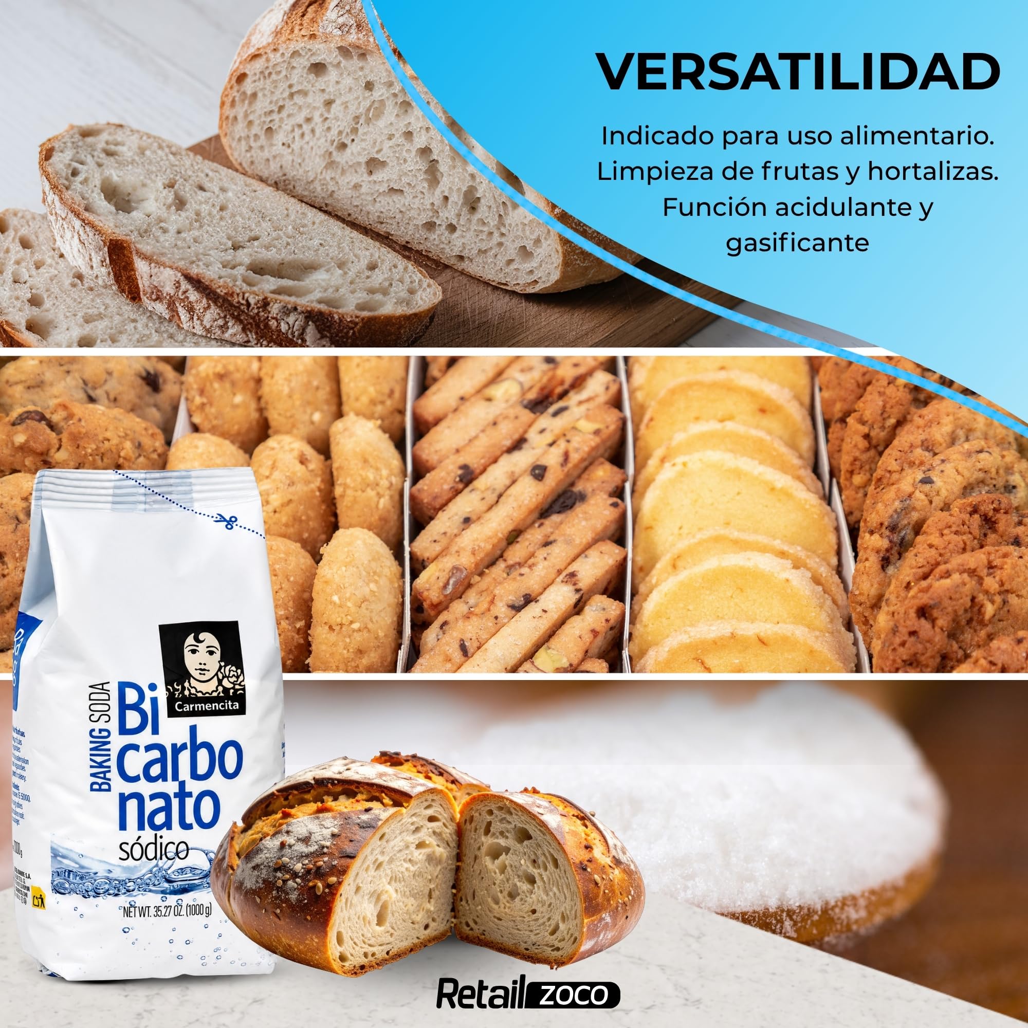 Bicarbonato de sodio alimenticio 1000 gr