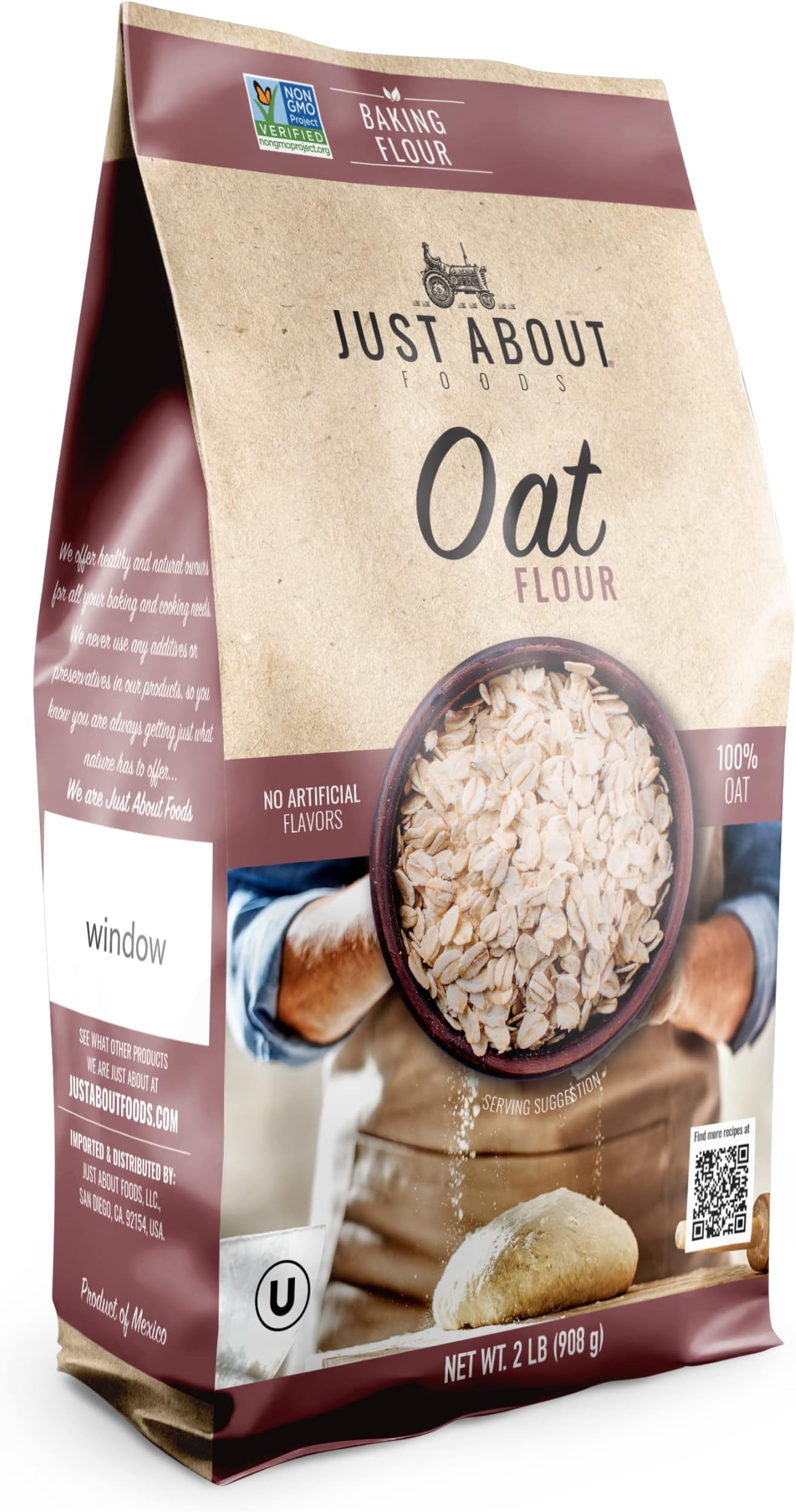 Oat Flour 2 LB | Rich in Dietary Fiber | Helps with Cholesterol Lowering and Heart Health | Certified Kosher | Just About Foods