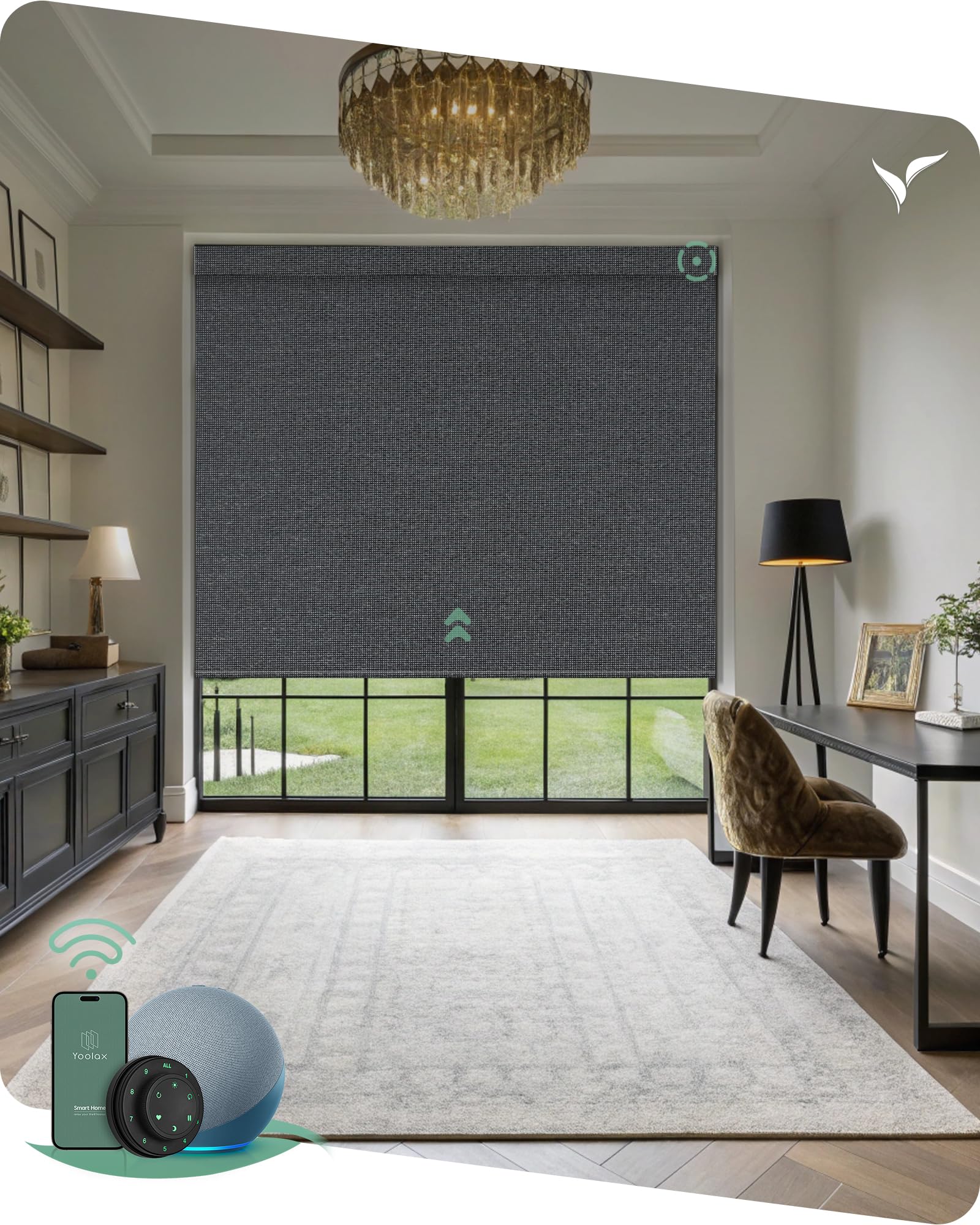 Yoolax Motorized Blinds with Remote, Smart Blinds for Windows Blackout Automatic Shades Compatible with Alexa Remote Control Roller Window Shades with