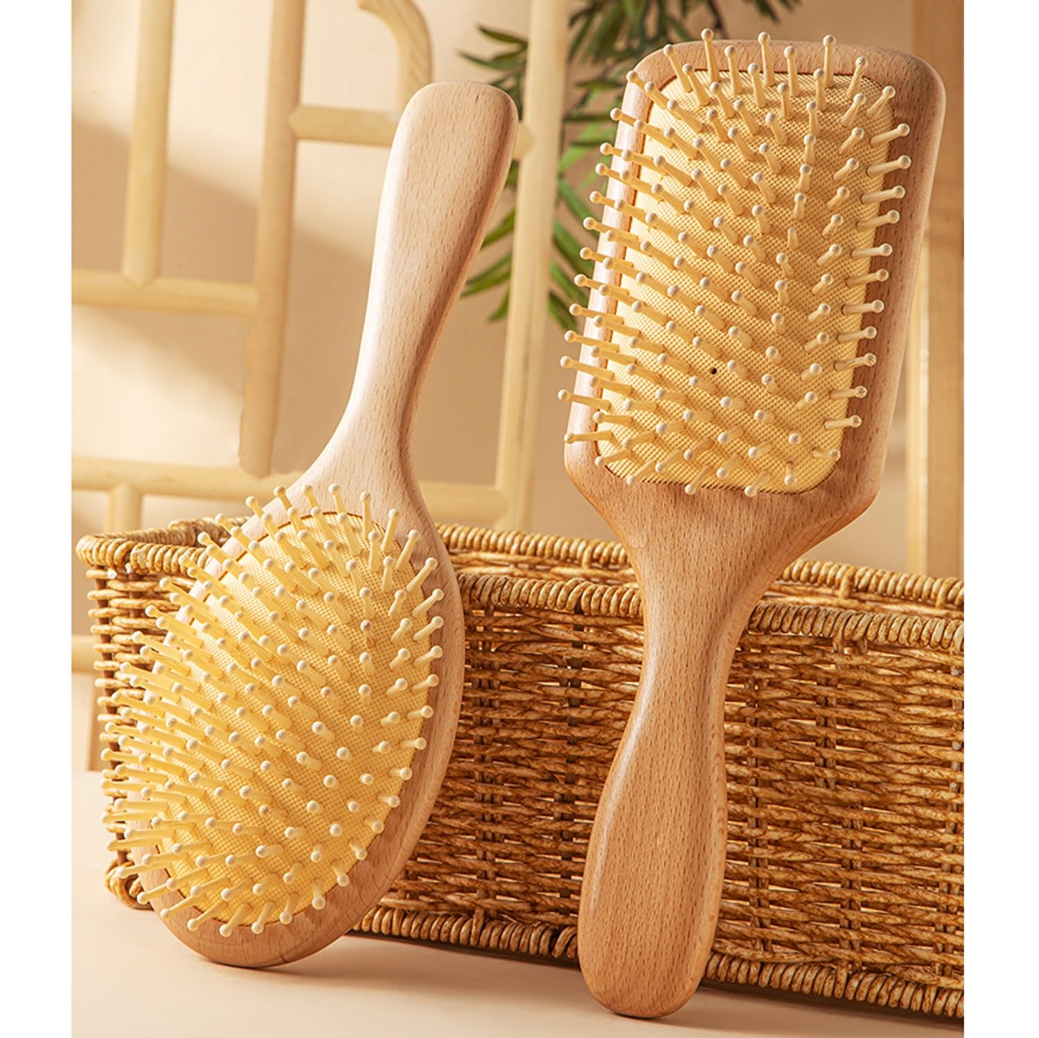 Spazzola per Capelli antistatica, Pettine massaggiante in Legno per Cuoio capelluto, Spazzola per Capelli con Cuscino d'Aria districante, Nodi e