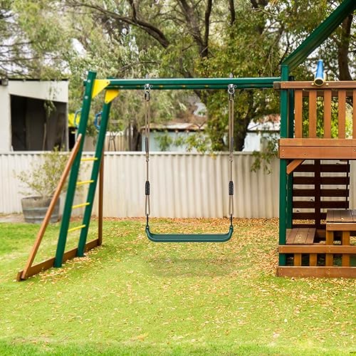 Miniatura 2 de SELEWARE Asiento de columpio de marco de metal de 20 pulgadas con cuerda ajustable y conexión rápida, juego de accesorios de repuesto para niños y