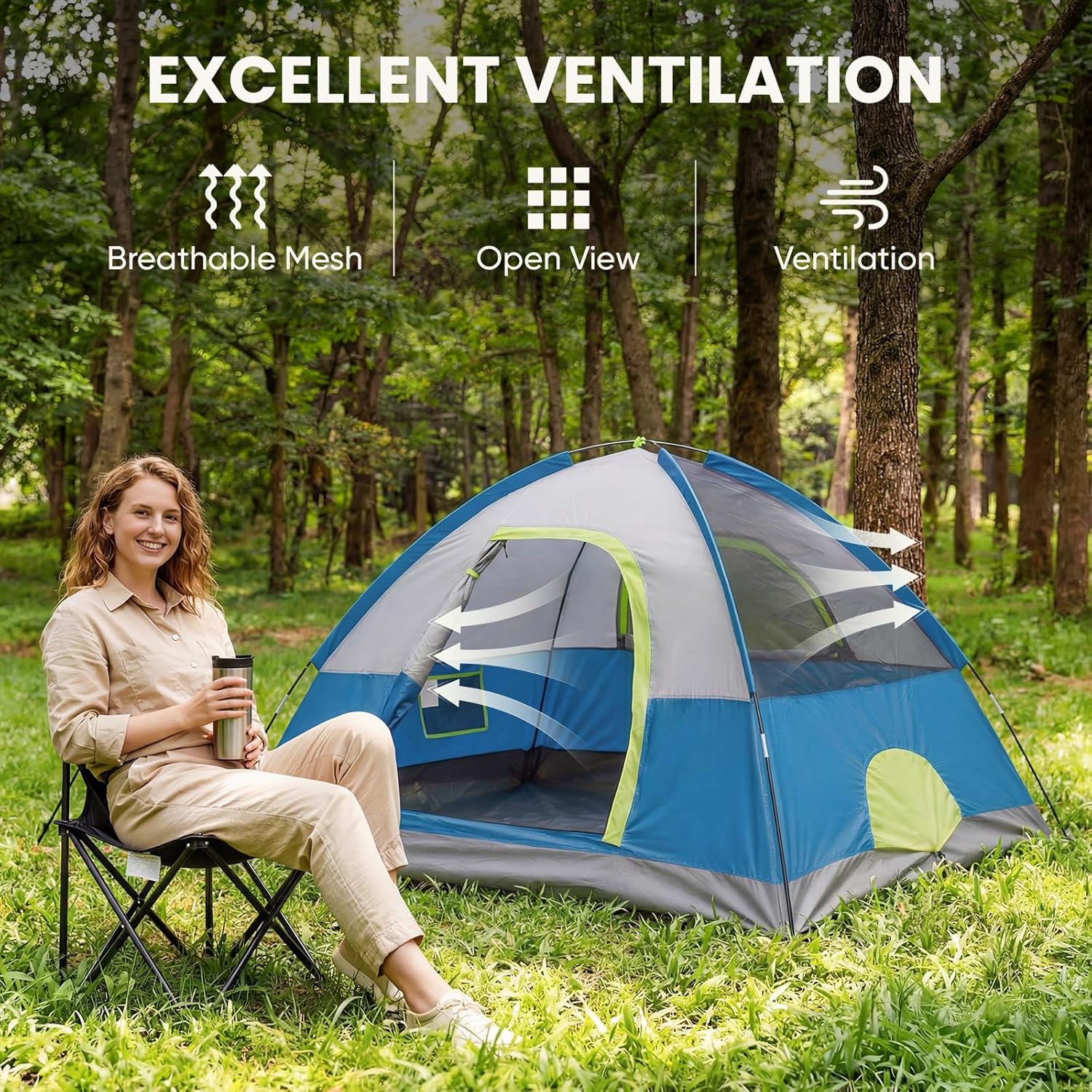 NEWBULIG 2/4/6/8 Person Camping Tent, Waterproof Windproof Tent with Rainfly for Outdoor,Enhanced Stability for Family Outdoor Camping Hiking, Lightweight Easy Setup with Carry Bag