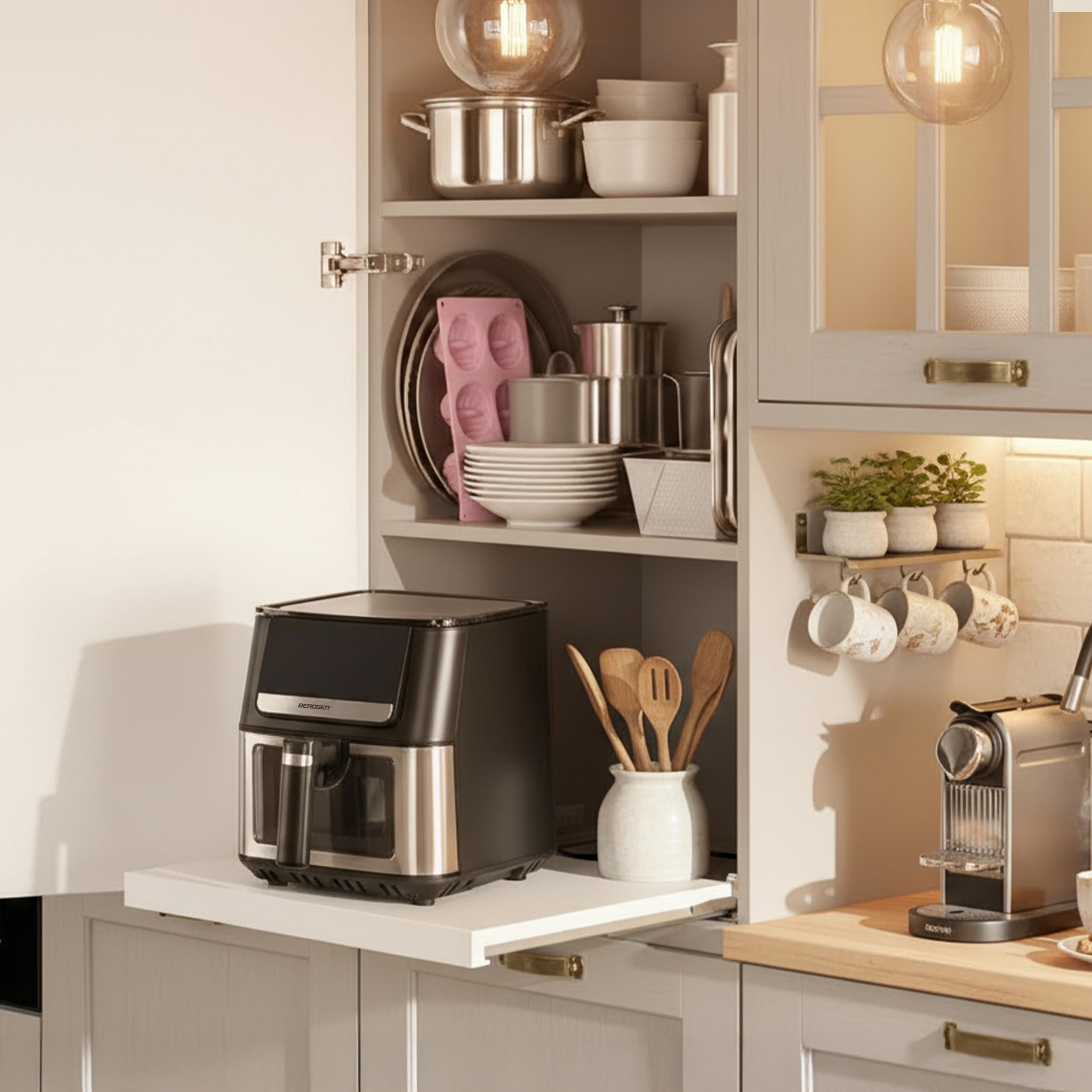 Berdsen Friggitrice ad aria calda XL, 6,5 l, con finestra e touchscreen, 1700 W, 8 programmi, lavabile in lavastoviglie