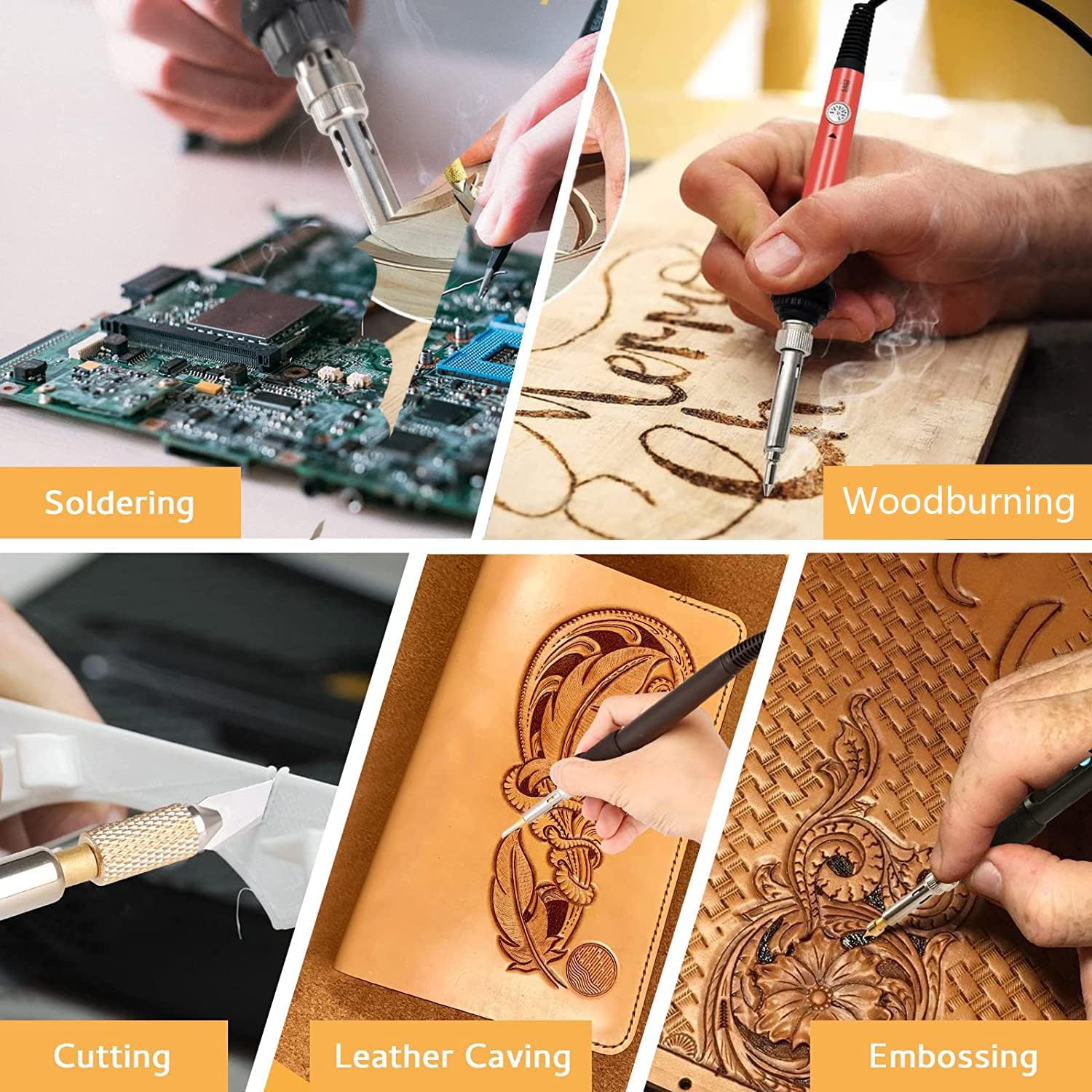 125pcs Wood Burning Kit, Professional DIY Creative Tool Set Soldering Pyrography Pen, Crafts Wood Burner Pen Adjustable Temperature for Embossing Carving Soldering Tips