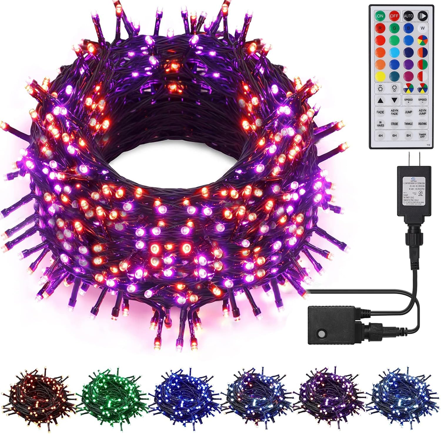 Sponsored Ad - LJLNION 98.5ft Christmas Lights Color Changing with Remote, 300 LED RGB Fairy String Lights Halloween Decorative Lights, 8 Lighting Modes & Timer, Plug in Indoor Outdoor Xmas Wedding Party Decor