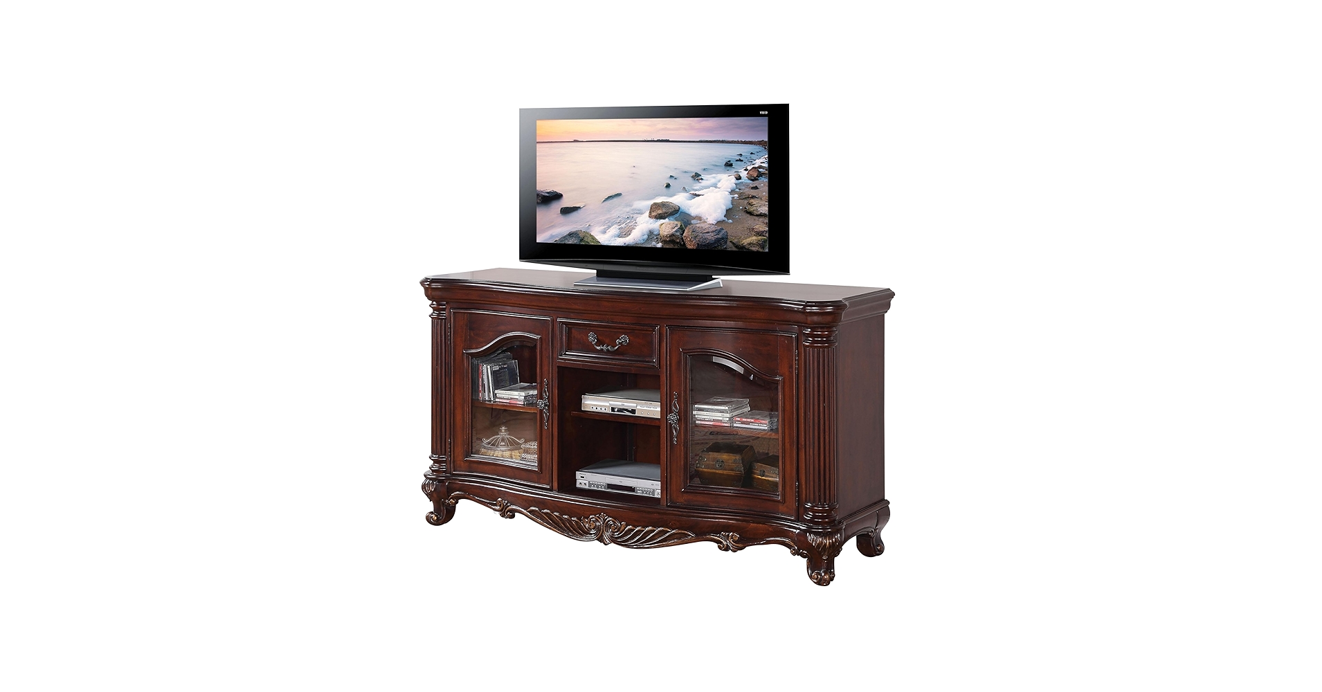Amazon.com: Acme Remington TV Stand in Brown Cherry : Home