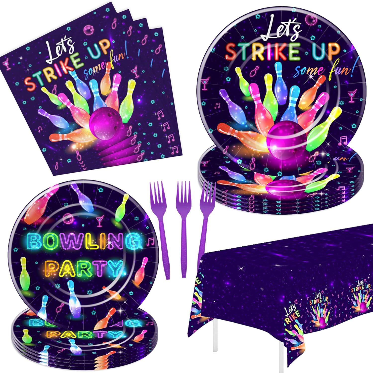 YJRJSC Bowling Party Decorations Dinnerware Bowling