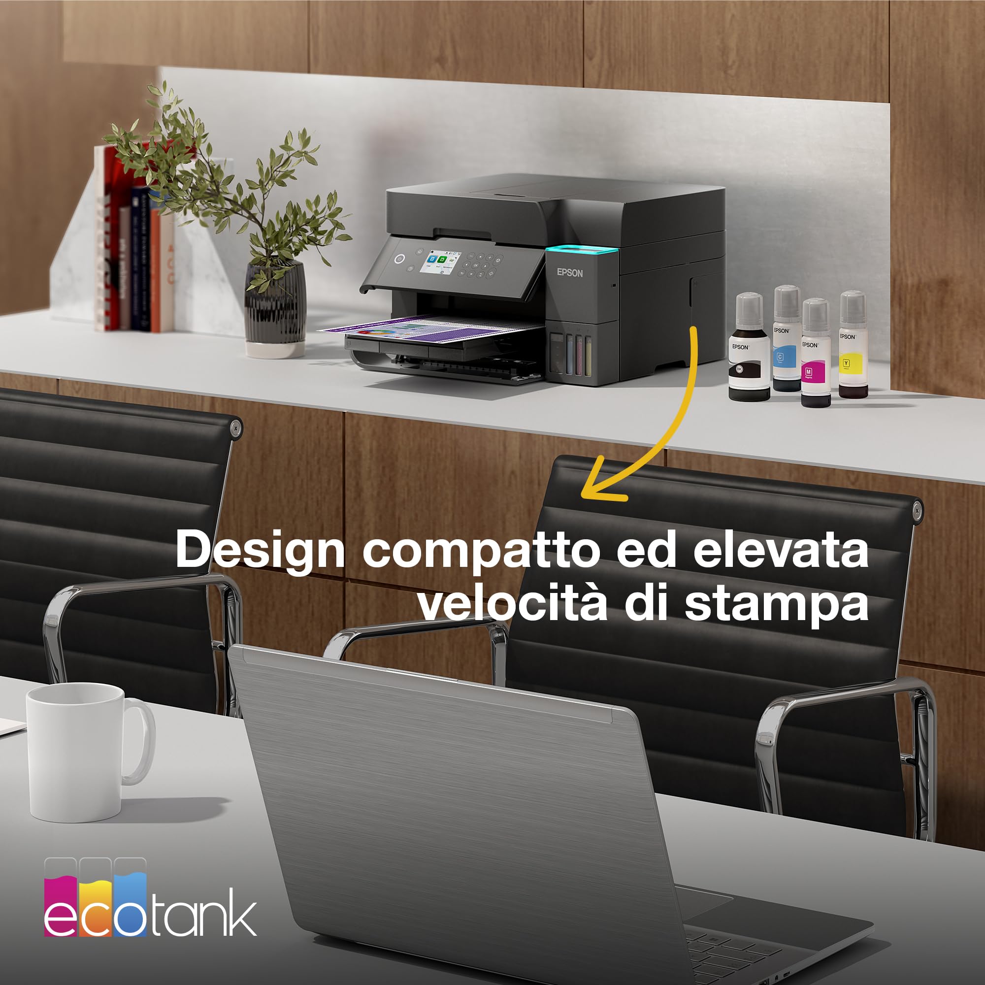 Epson EcoTank ET-3950 Stampante A4 Wi-Fi Fronte/Retro Stampa Copia Scansione Display LCD 6.1 cm ADF 30 Fogli 3 Anni Inchiostro Inclusi