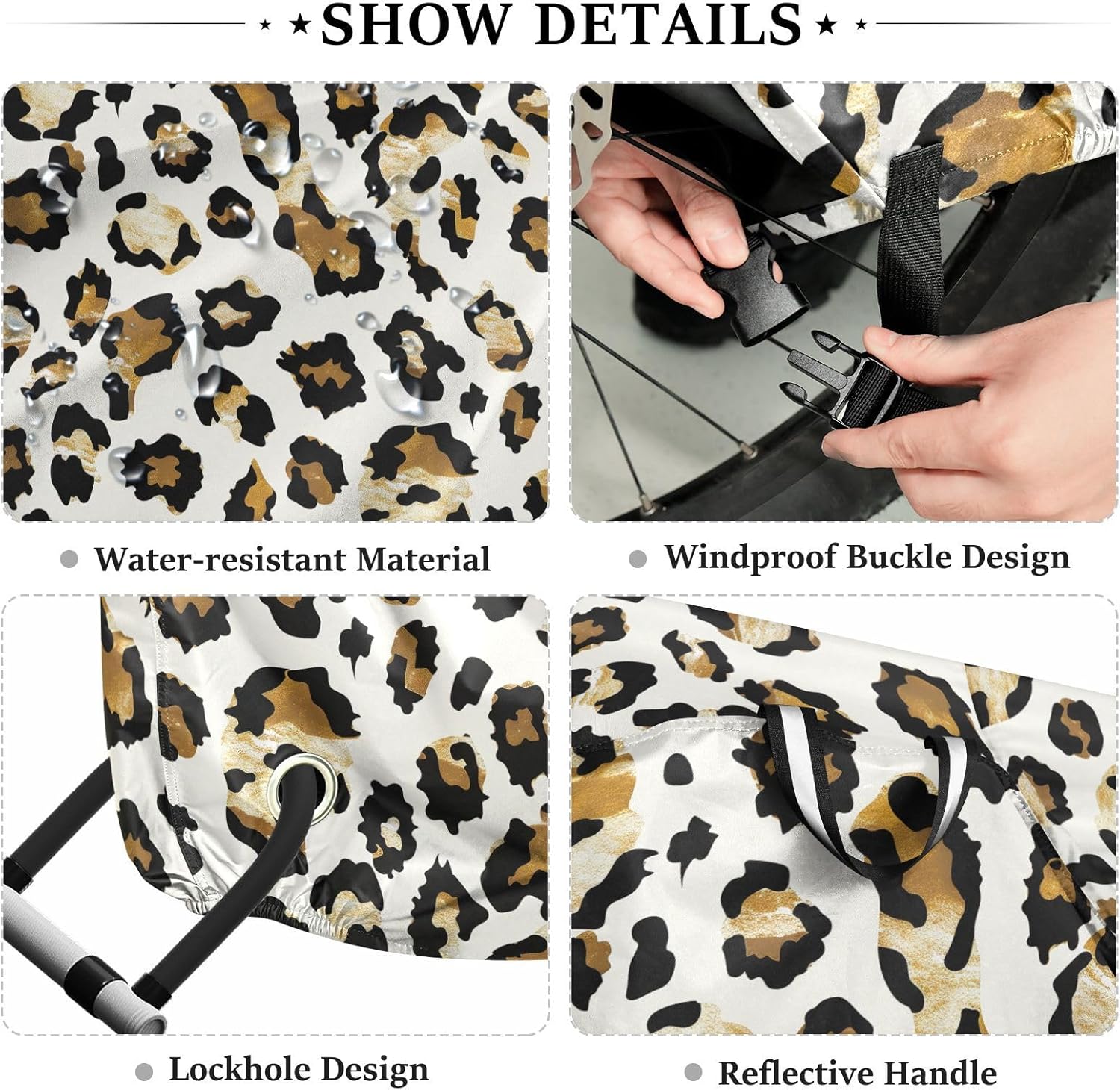 ALAZA Leopard Print Cheetah Bike Cover Waterproof Outdoor Ebike Bicycle Covers Tarp Protection for 1/2 Bikes, Sun UV Dust Wind Proof