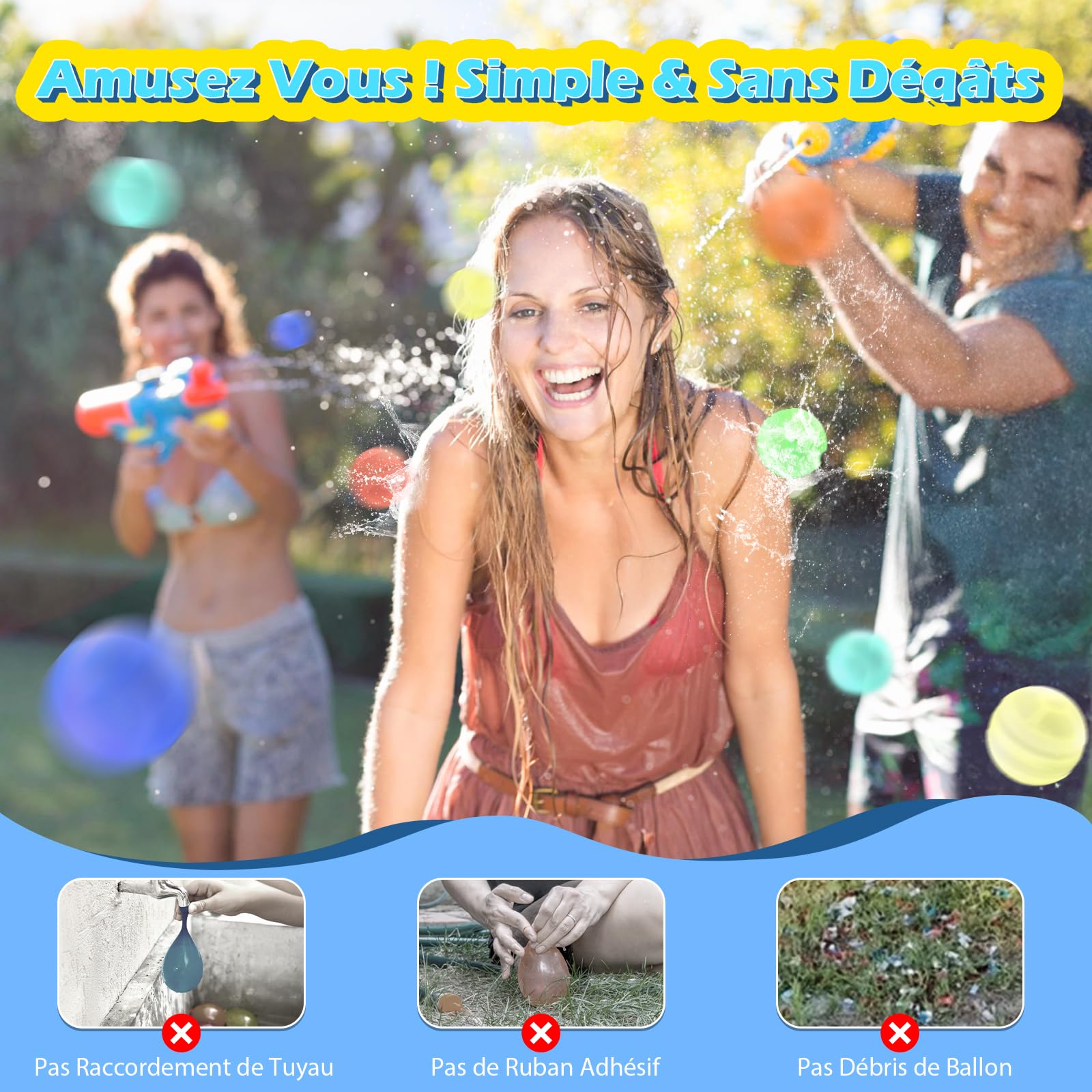 12 Pcs Ballons a Eau Réutilisable [Remplissage Rapide D'une Seule Main] Ballon d'eau à fermeture Automatique pour Enfants/Adultes, Jouets D'été pour Enfants de 3+, Sans aimant & Sécurité