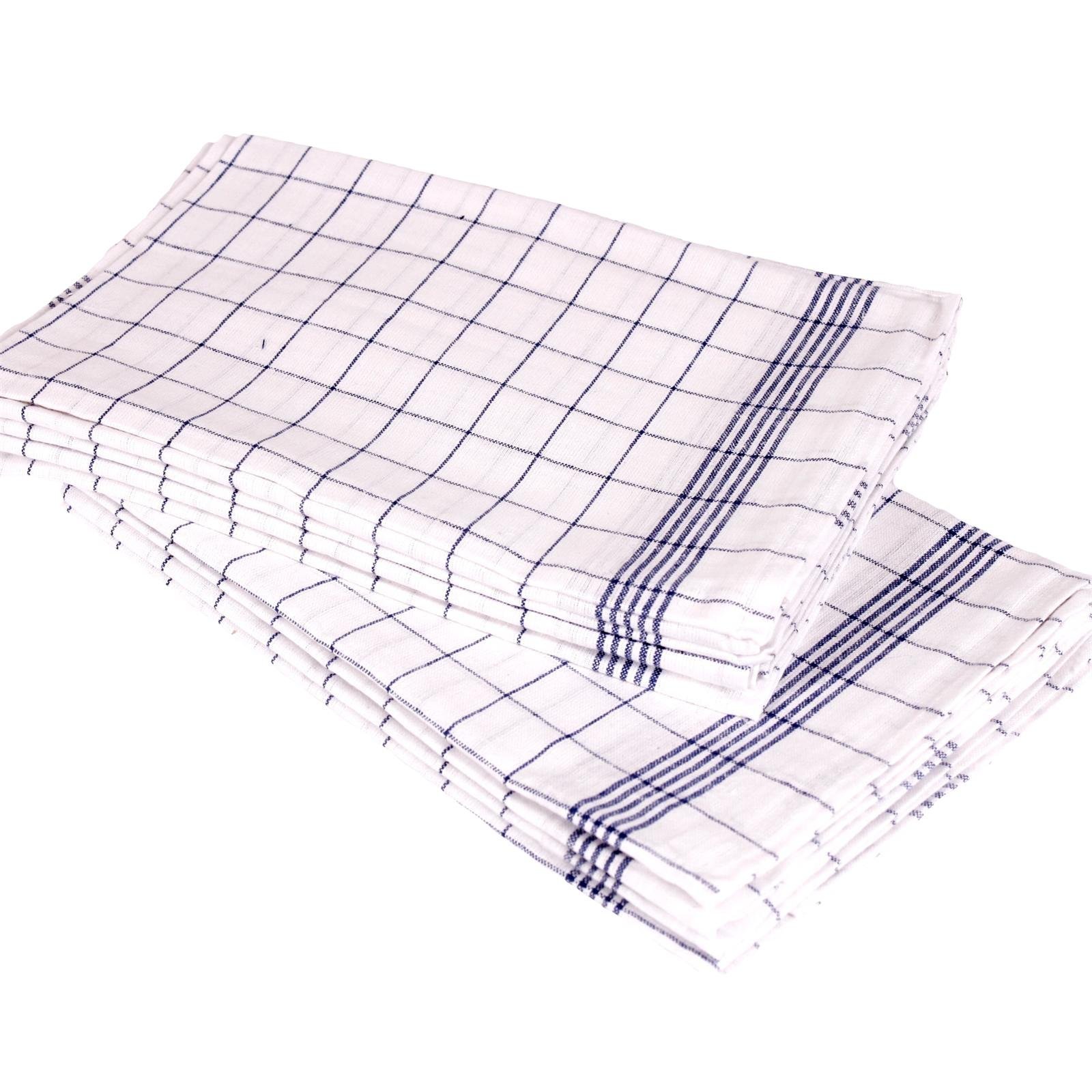 10 Stück Geschirrtücher 60x80 cm Blau Halbleinen - Baumwolle, Leinen, Geschirrhandtücher-Set, Gläsertücher