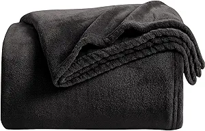 KMUSET Super Soft Throw Blanket Premium Silky Flannel Fleece Twin Size Black Microfiber Lightweight Blanket All Season Use,60X80 inches