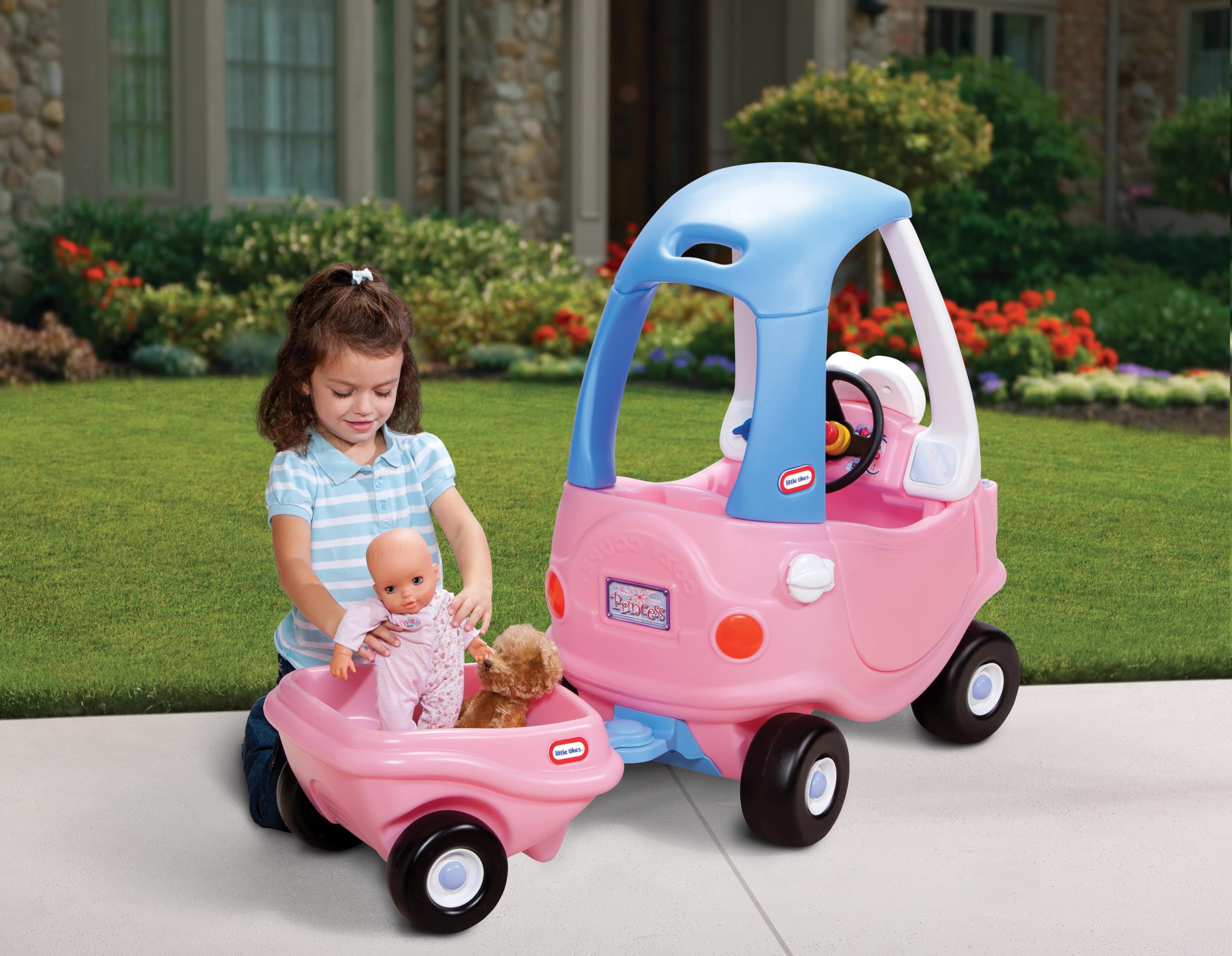 little tikes Princess Cozy Coupe Trailer - Jouet remorque pour Enfants, Encourage Le Jeu créatif, Convient aux Enfants âgés de 3 à 10 Ans