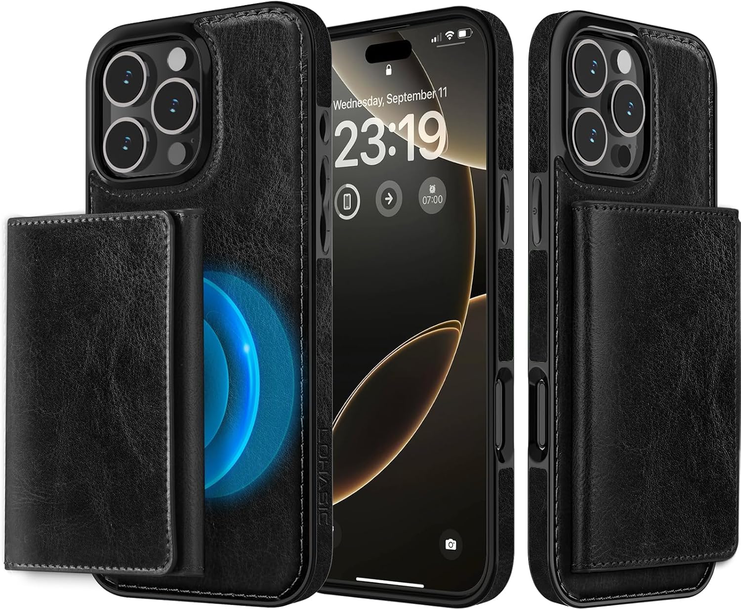 LOHASIC Compatible with Magsafe for iPhone 16 Pro Max Wallet Case, Detachable Leather Credit Card Holder Slot with RFID Blocking Cases for iPhone 16 Pro Max 2024 New, Dark Brown
