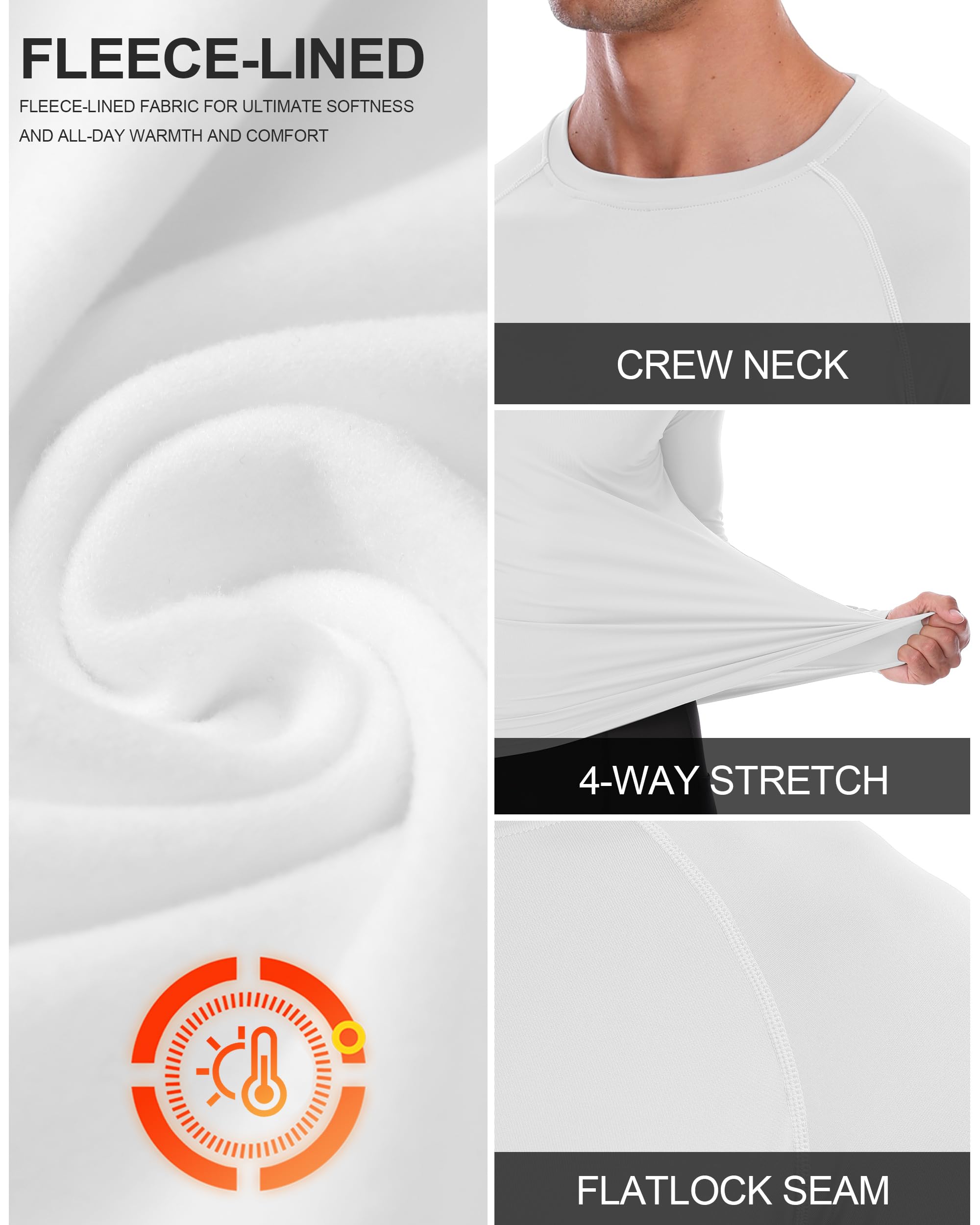 Camisas de compresión térmica para hombre, manga larga, forro polar, capa base atlética para correr en clima frío