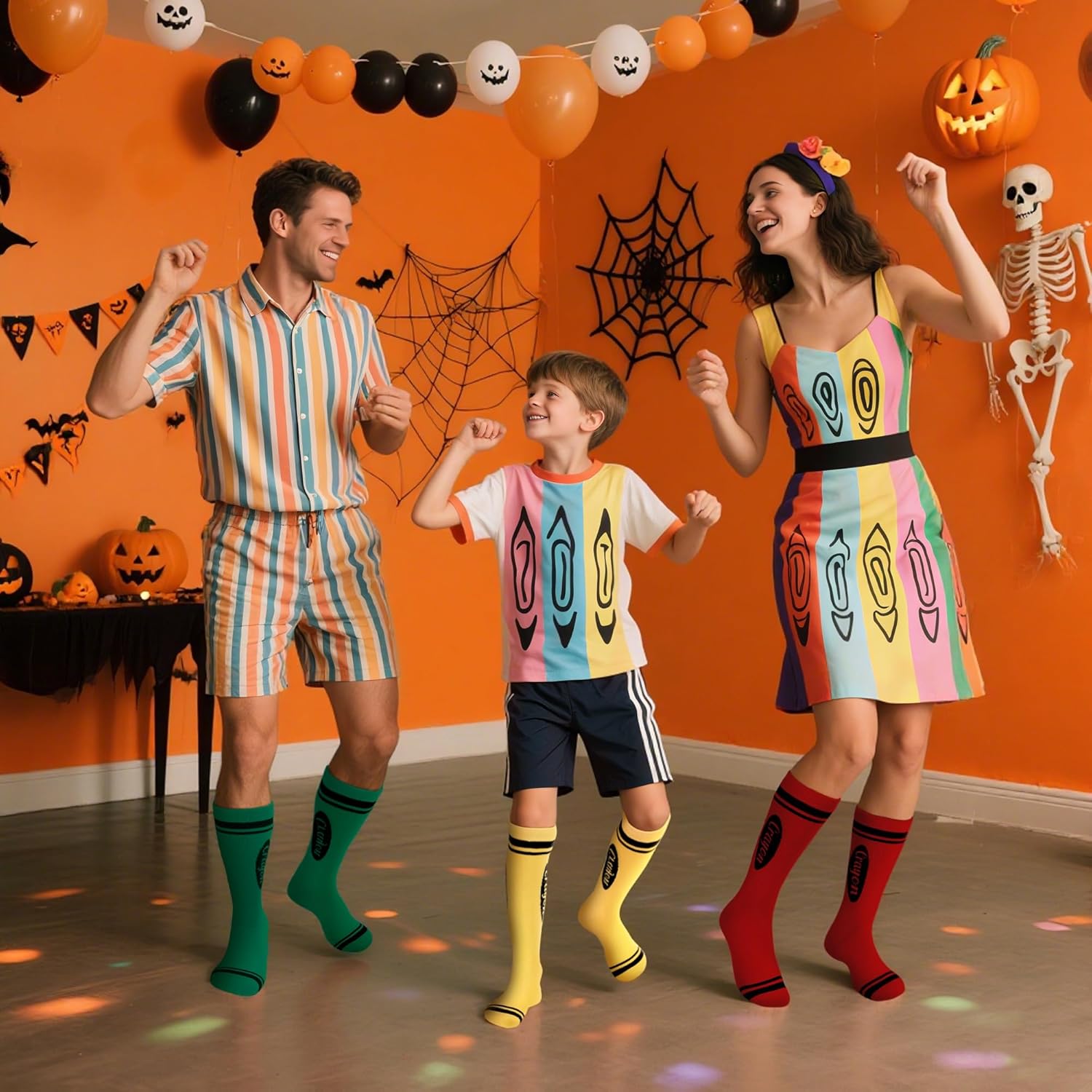 6/10 Pairs Halloween Colorful Crayon Socks,Crayon Striped Stockings, Knee High Neon Socks for Back to School Costume - Image 6