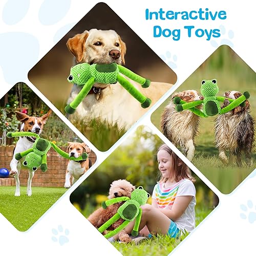 Miniatura 6 de Juguetes de Navidad para perros grandes juguetes interactivos chirriantes de tira y afloja para perros con papel arrugado, juguetes de peluche para