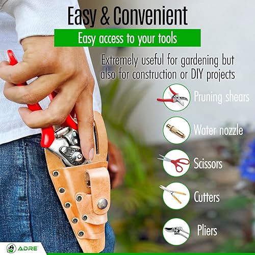 Miniatura 4 de ADRE - Funda de cuero para tijeras de podar, bolsa de herramientas multiusos para tijeras, tijeras, herramientas de utilidad, bolsa protectora de