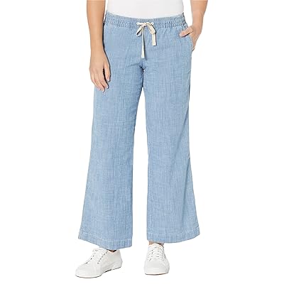 L.L.Bean Petite Lakewashed Pull On Chambray Wide Leg Pants Women