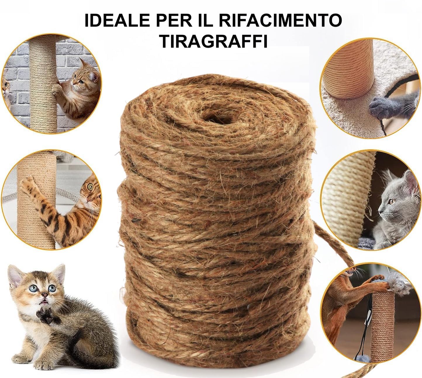 Corda Di Sisal Naturale Bluelves 6mm X 20m | Per Tiragraffi Gatti, Fai Da Te E Decorazione - Foto 9