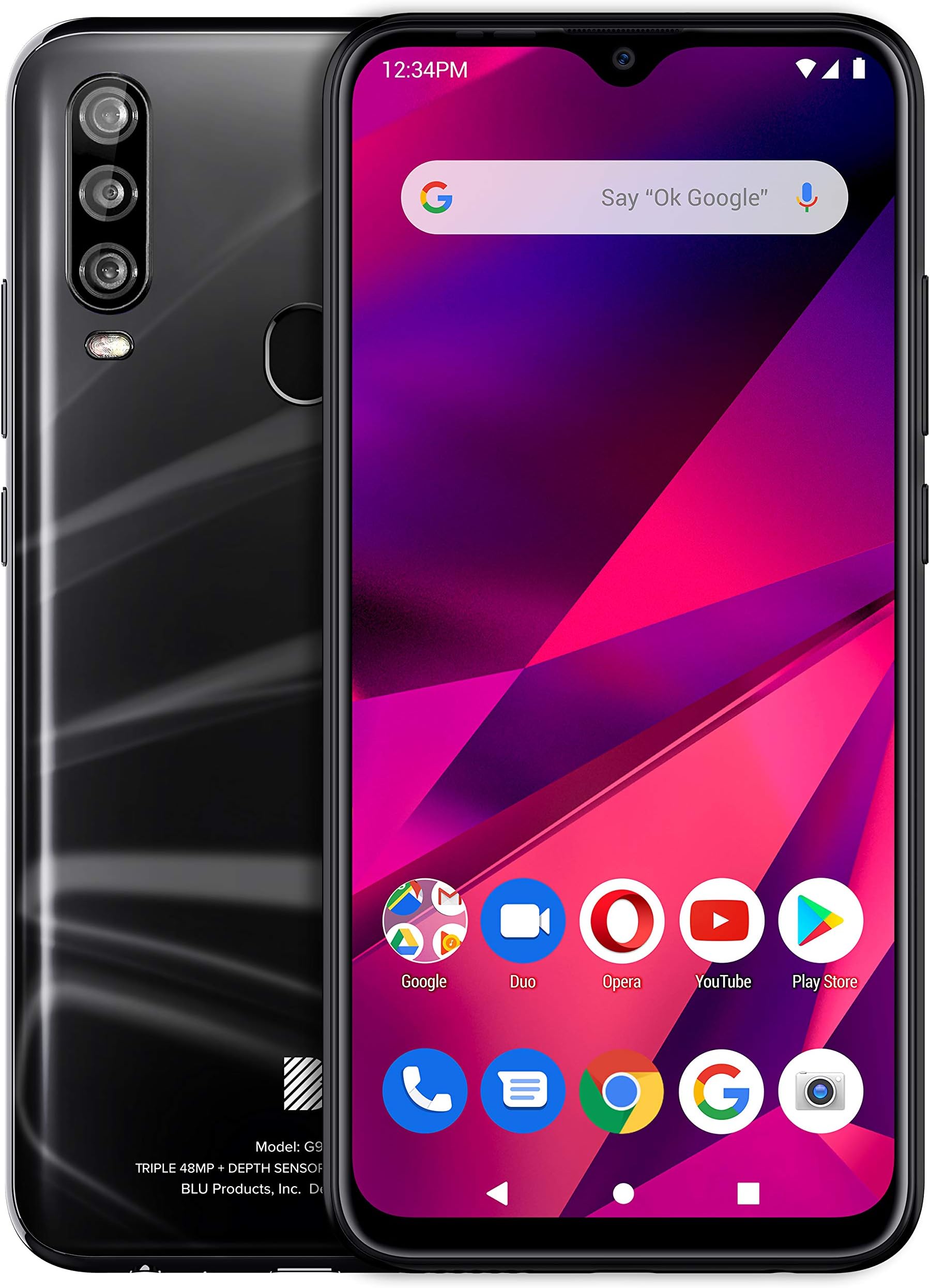 BLU G9 Pro -6.3” Full HD Smartphone with Triple Main Camera, 128GB+4GB RAM -Black