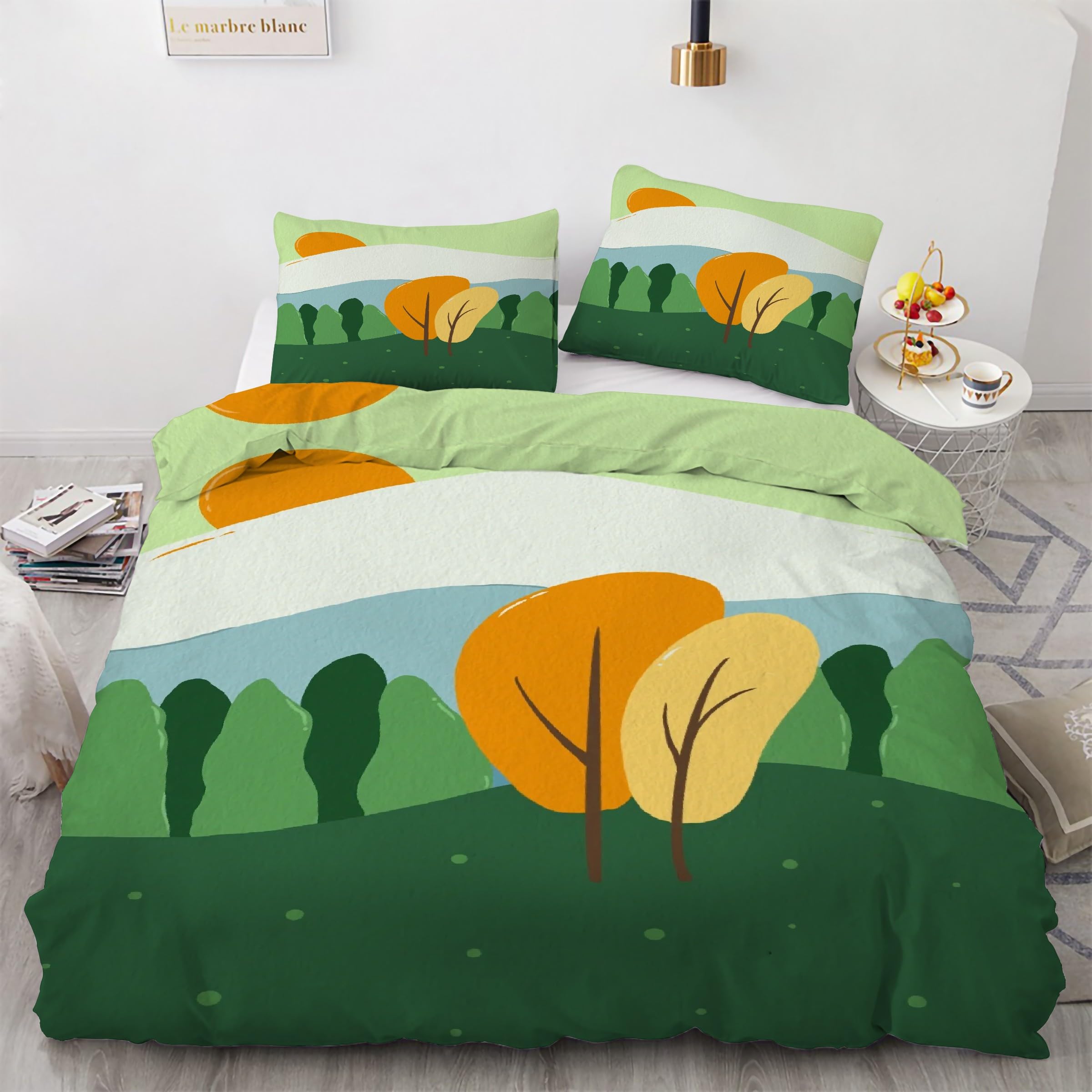 Housse de couette forêt rouge 160x200 pour une ambiance nature dans la chambre