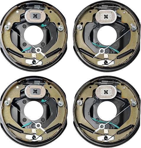 VEVOR Conjunto de freno de remolque eléctrico, 10 x 2-14 pulgadas, 2 pares de frenos eléctricos autoajustables para eje de 3500 libras, montaje de 4