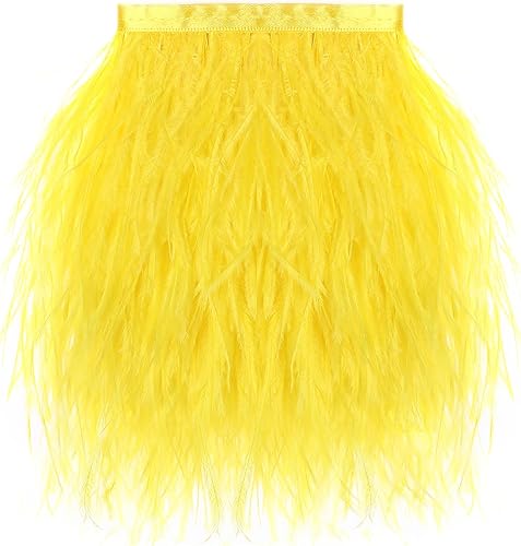 Miniatura 47 de Ribbón de plumas de avestruz rojo, 1.5 capas, 2 yardas de 4 a 5 pulgadas, cintas con flecos, para costura, vestido, proyectos de manualidades