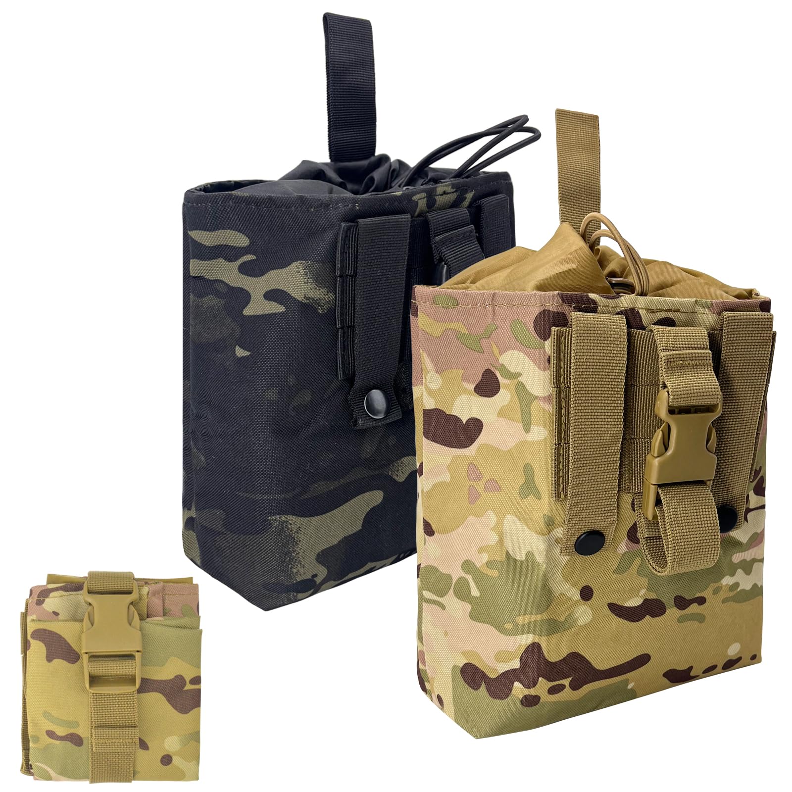 Succulentlovers 2pcs Tactical Dump Pouch - Folding Drop Pouch Magazine Utility With Drawstring, Mag Dump Waist Bag for Hunting Shooting Battle Belt Backpack Accessories