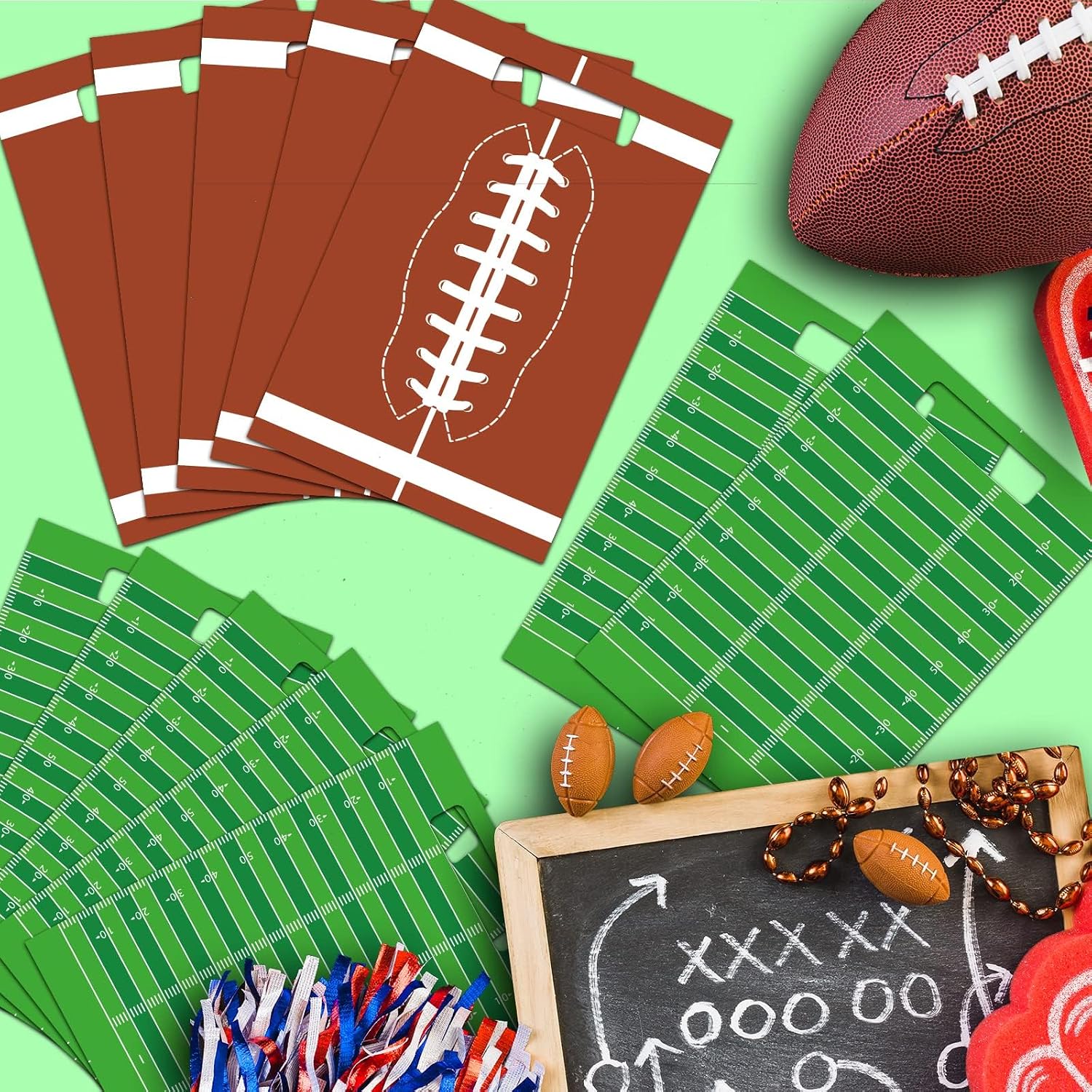 chiazllta 50 Pcs Football Party Bags Football Plastic Goodie Bags Favors Rugby Sports Theme Treat Bags Gift Bags Decorations for Game Day Sports Events Birthday Party