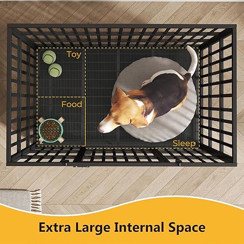Miniatura 6 de Jaula de acero para perros de 484238 pulgadas, resistente e indestructible XL, a prueba de escape, para interiores, doble puerta, alta ansiedad,