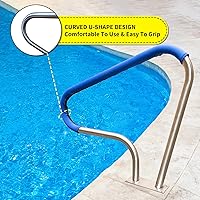 Vista 4 de Barandilla de piscina enterrada de 39x32, barandilla de escalera de piscina #304SS con cubierta antideslizante, base de montaje y accesorios.