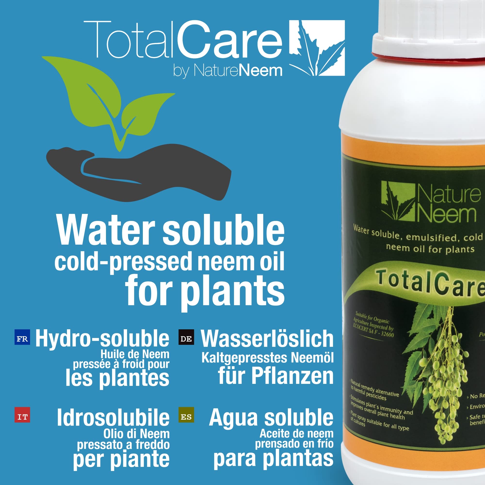 Huile de neem hydrosoluble pour plants - 500 ml