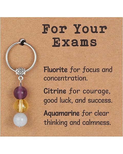 Healing Crystal Keychain Gift for New Beginnings Calming Anxiety Luck Protection Na...