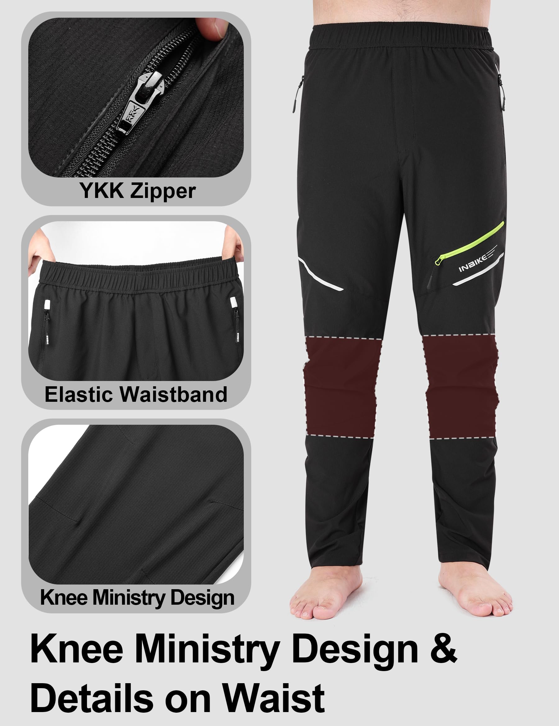 INBIKE Pantalon de Cyclisme Homme Respirant Élastique Pantalons Velo Softshell VTT Outdoor Pantalons de Sport Homme