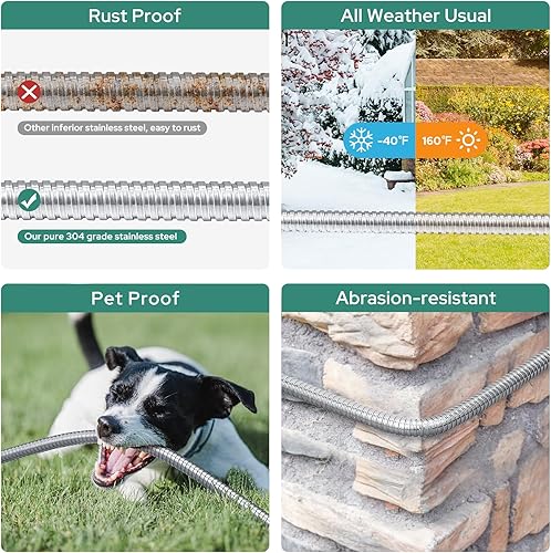 Miniatura 5 de HOMEIDEAS Juego de manguera de jardín de metal de acero inoxidable a prueba de fugas de 100 pies  Funda protectora de resorte SUS304 de alta