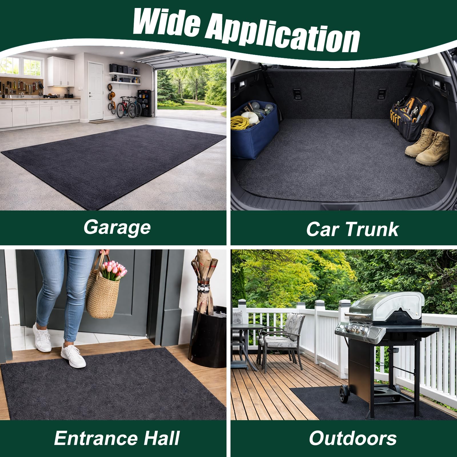 Garagenbodenmatte 253 × 221 cm, wasserdichte Ölauffangmatte zum Schutz von Böden, Garagenmatte für Garage, Eingangsbereich, Kofferraum, Büro und Outdoor