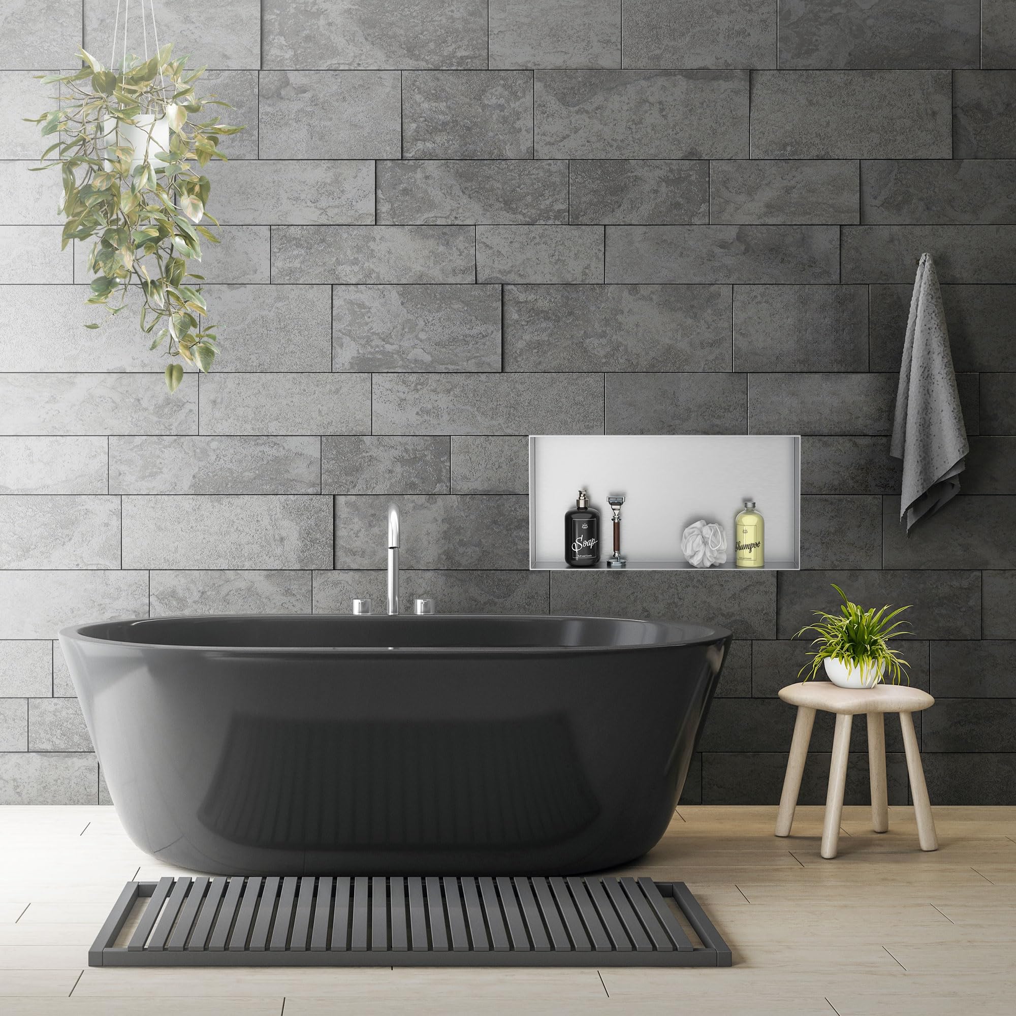 LuxeBath Nicchia a Parete senza Cornice in Acciaio Inossidabile 60x30x10 cm Argento per Bagno