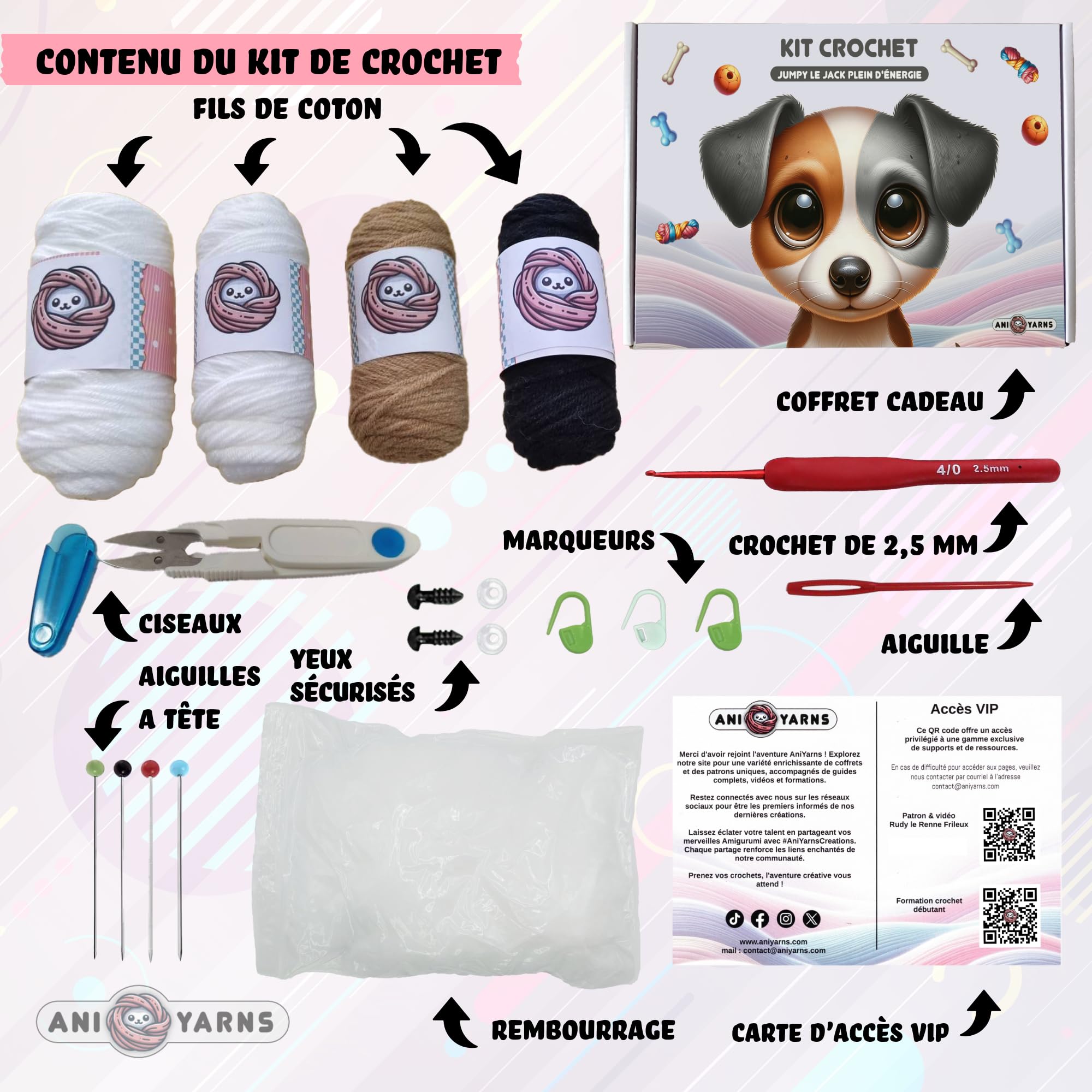 Kit Crochet Amigurumi Aniyarns - Débutants - Avec Laine, Patron Et Vidéos En Français - Activité Créative