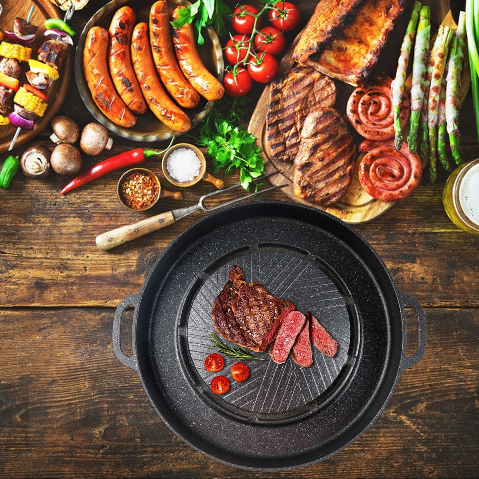 Patelnia Grill Do Płyty Grzewczej I 2w1 Nieprzywierająca Patelnia Grill