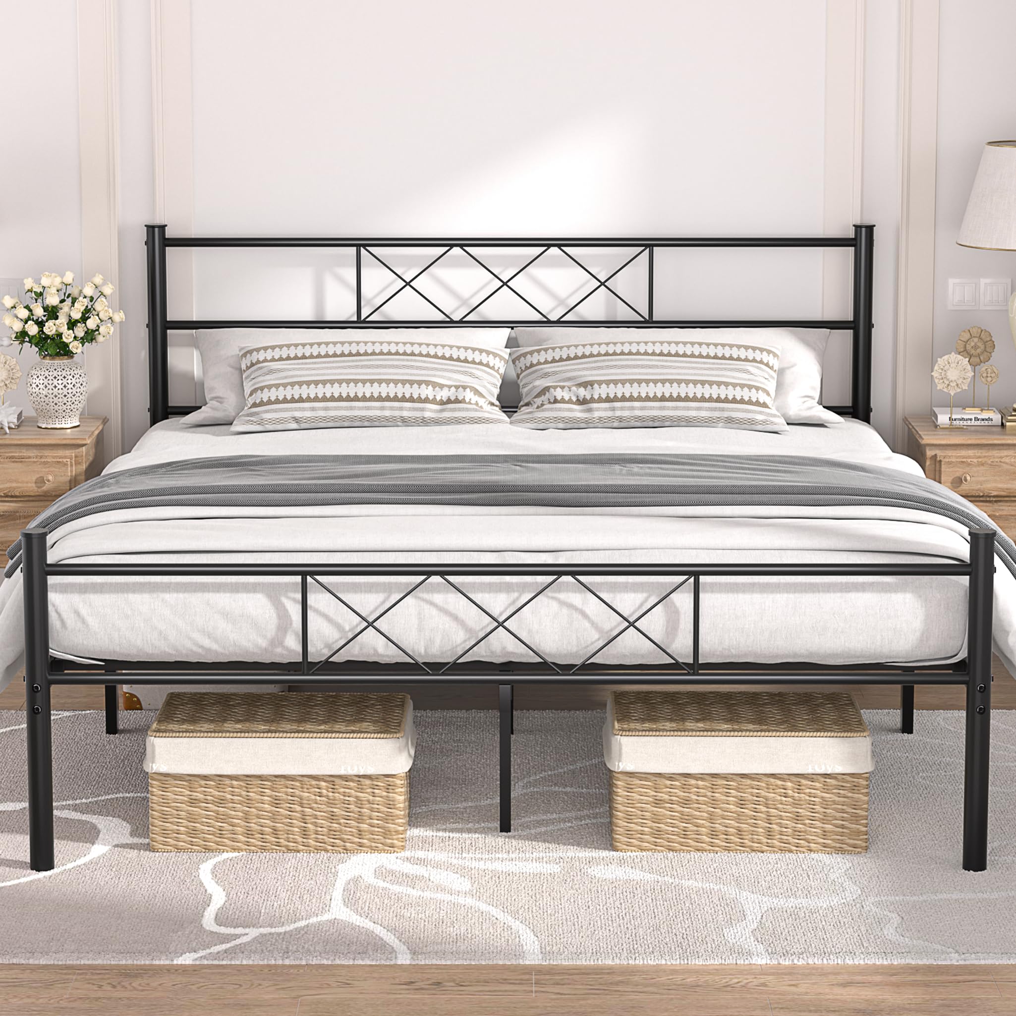 Snapklik.com : VECELO Queen Size Bed Frame