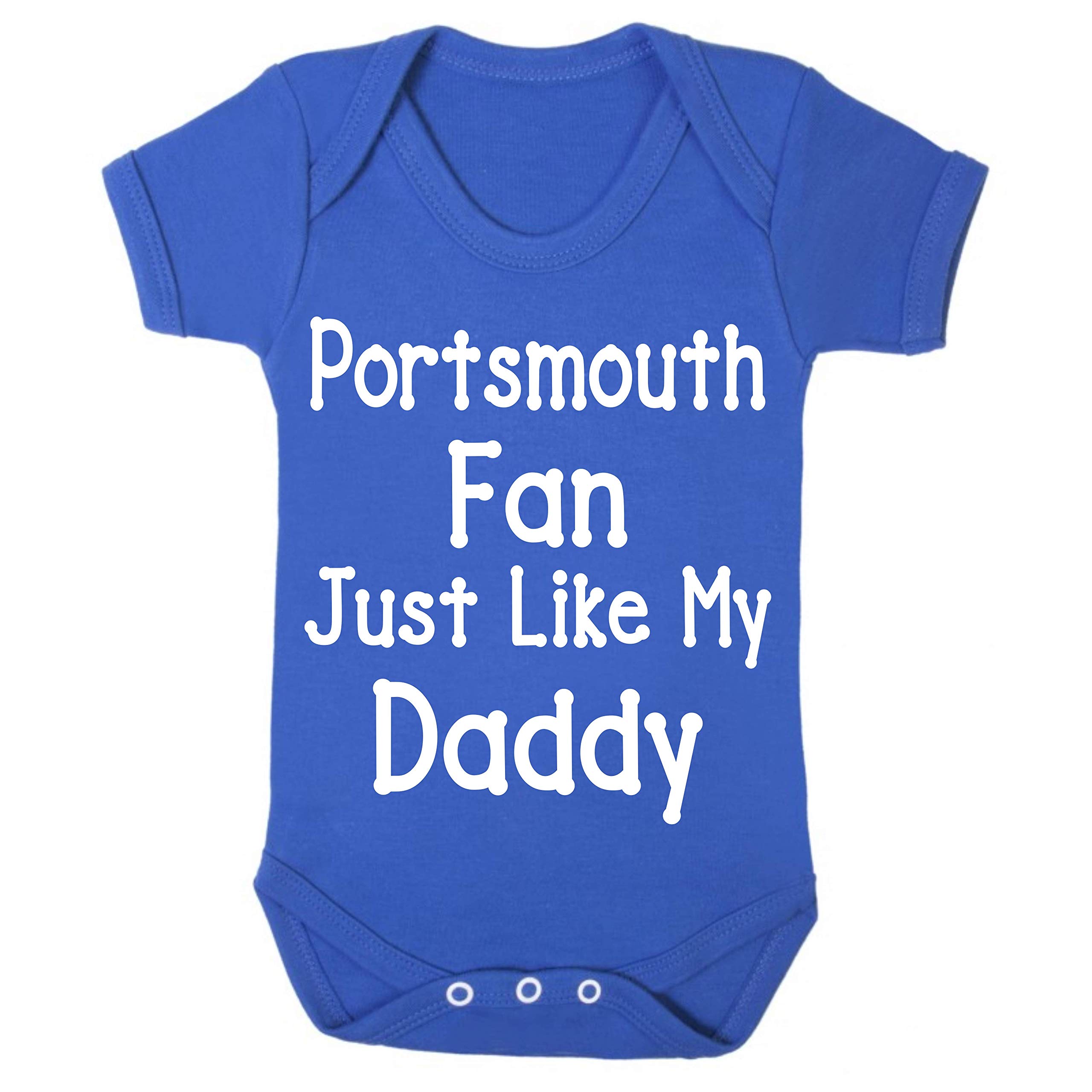 Portsmouth Just Like Daddy Fan Baby Grow Vest Boy Girl Gift Romper Newborn Shower Age 3-6 Months Blue