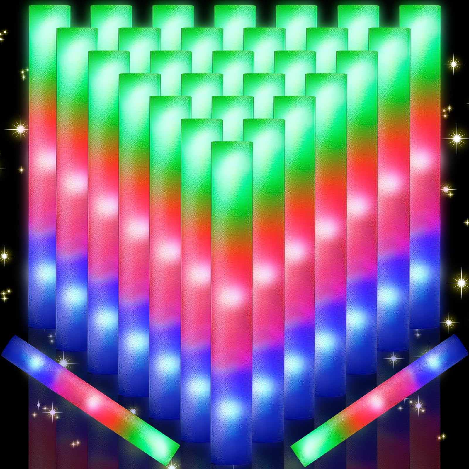 217 PCS Glow Sticks Bulk Party Pack, Foam Glow Sticks, Glow In The Dark Party Supplies, Foam Light up Sticks with 3 Modes Colorful Flashing, Foam Glow