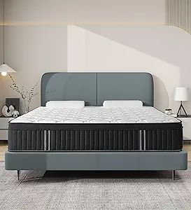Queen Mattresses,14 Inch Queen Size Mattresses in a Box,Memory Foam Hybrid White & Black Mattress with Provide Support and Improve Sleep,Pressure Relief,Medium Firm
