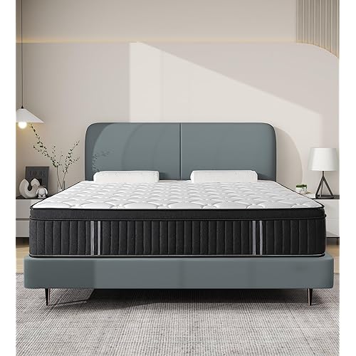 Queen Mattresses,14 Inch Queen Size Mattresses in a Box,Memory Foam Hybrid White & Black Mattress with Provide Support and Improve Sleep,Pressure Relief,Medium Firm