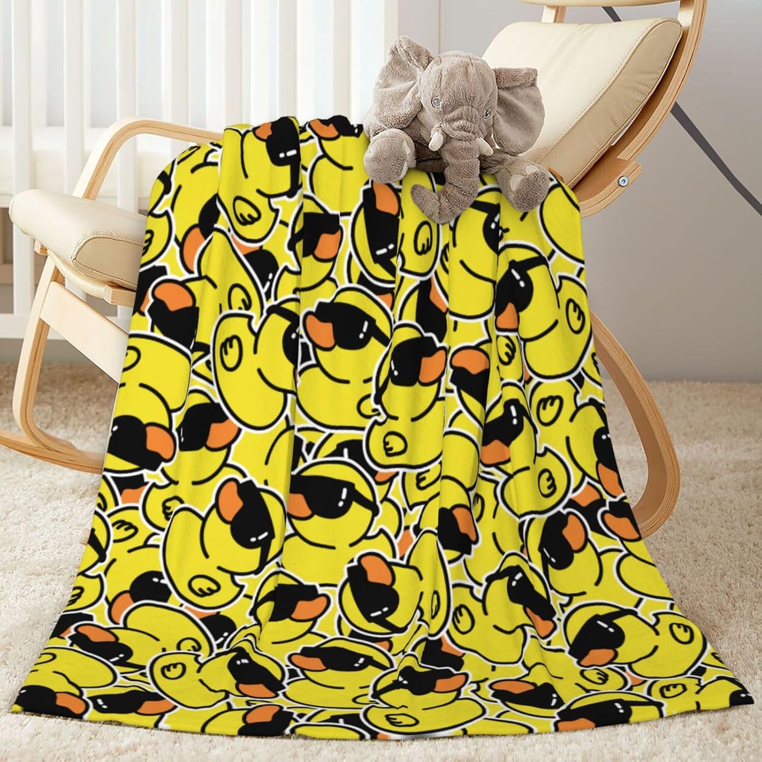 Cute Rubber Ducks with Funny Sunglasses Fleece Throw Blanket Ultra Soft Cozy Decorative Flannel Blanket for Home Bed Couch Chair Travel 40x30in - Image 6