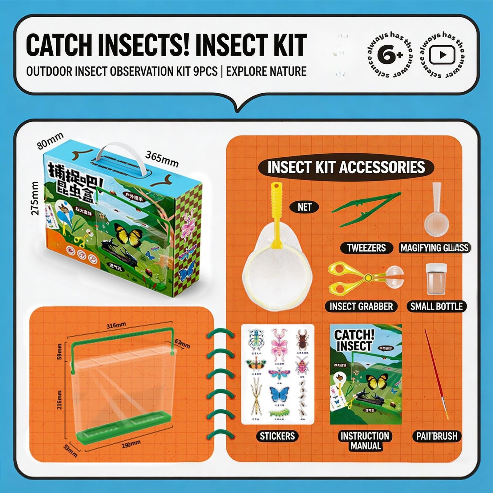 Kit de explorador exterior Con lupa, juguetes educativos | Kit de Atrapamoscas Infantil Para Interior Exterior Jardín Patio Camping Senderismo Caza Escuela Aula