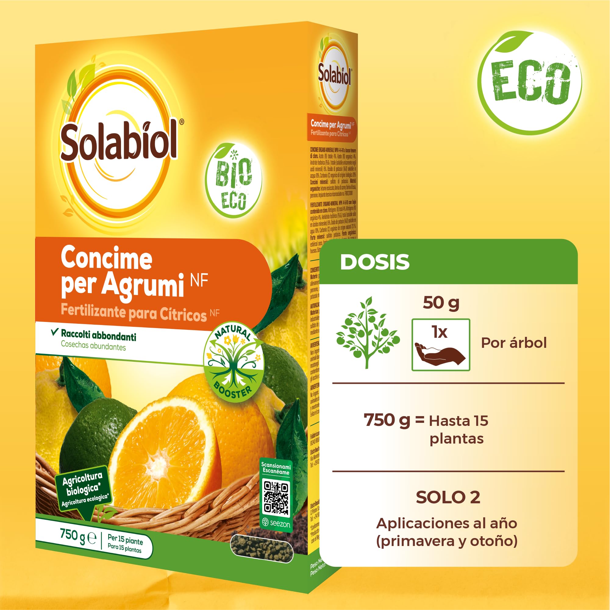 Fertilizante cítricos, ingredientes 100% orgánicos con estimulador radicular para una mejora de la cosecha